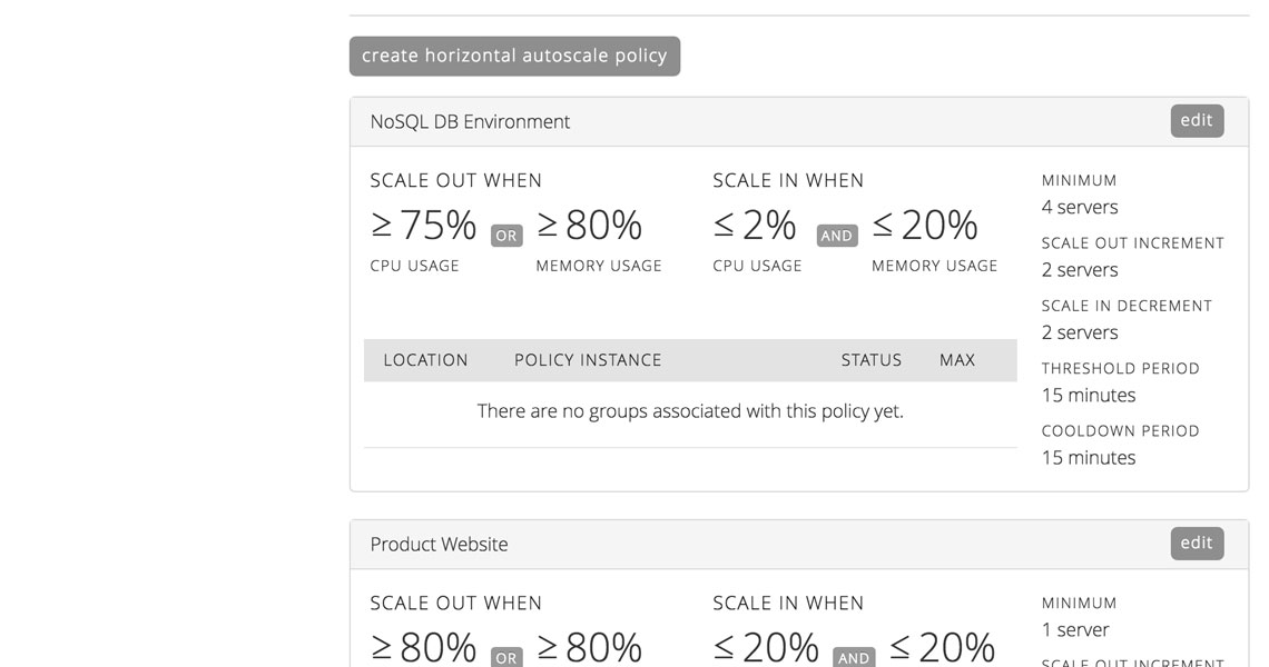 Manage multiple Autoscale policies on our Cloud Platform.