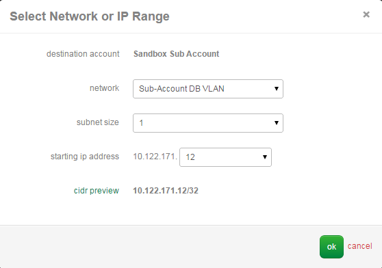 Select Destination Network or IP