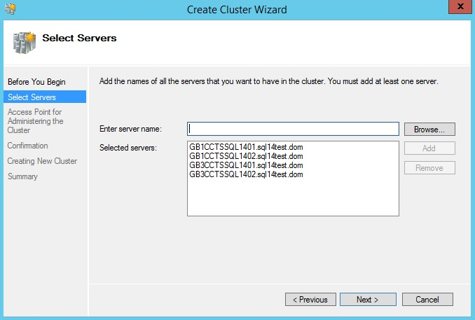 Add SQL servers into Failover Cluster