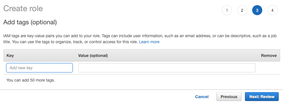 AWS Console Role tags