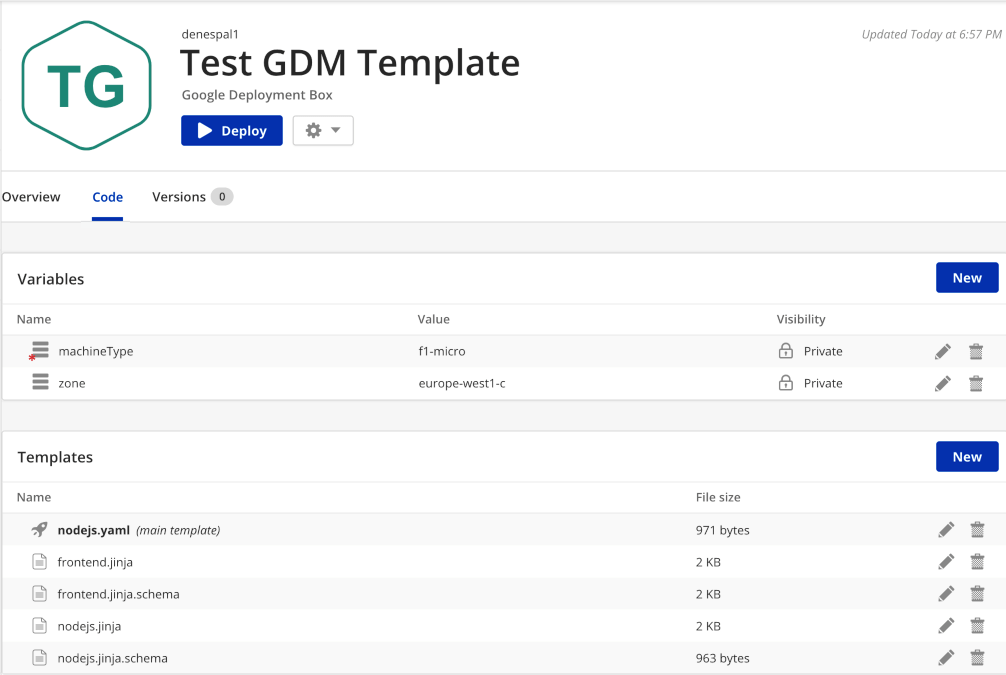 Google Deployment Manager Template Box