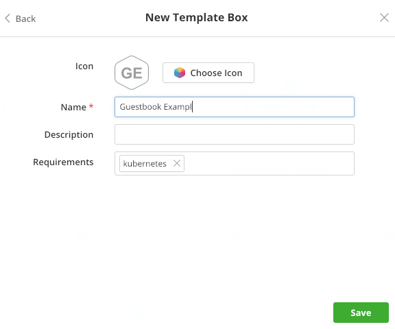 Details of a new Kubernetes Template Box
