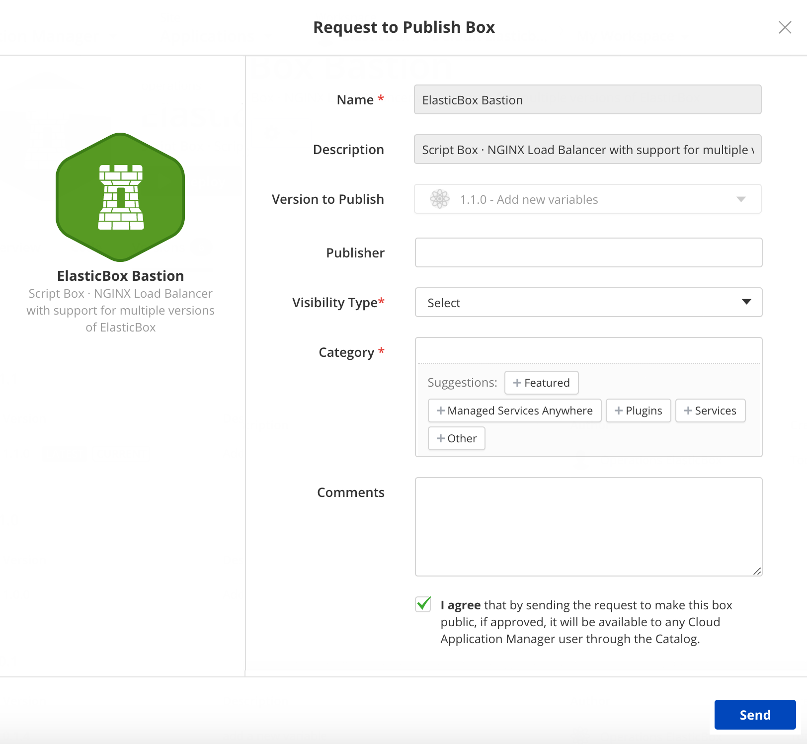 Version control - Publish box request form