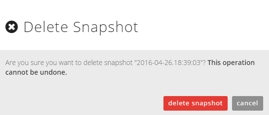 confirm delete snapshot dialog box
