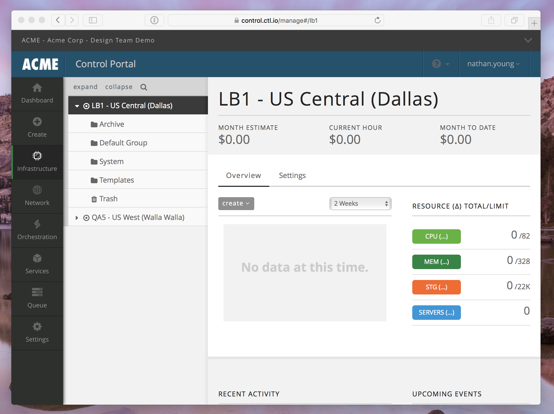 Screenshot of the Control Portal Dashboard with custom color bar and logo